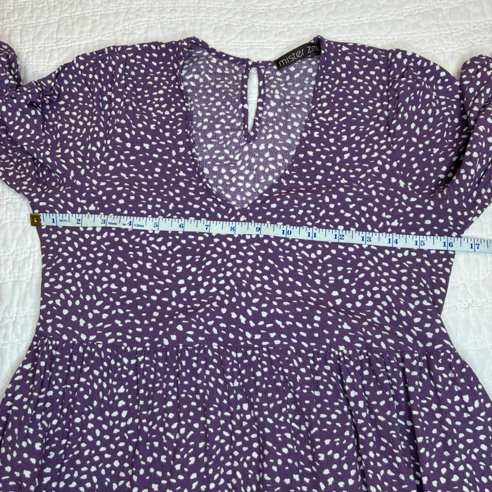 Mister Zimi Grape Vine Lottie Dress Women 2 Abstract Dot Puff Sleeve Tiered Maxi - Picture 4 of 11
